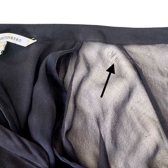 DVF Diane von Furstenberg V-Neck Fleurette Silk Chiffon Mini Dress Black Size 4 - Picture 13 of 14